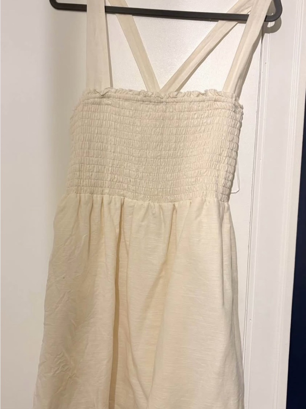 American Eagle Outfitters Cream Smocked Sundress
